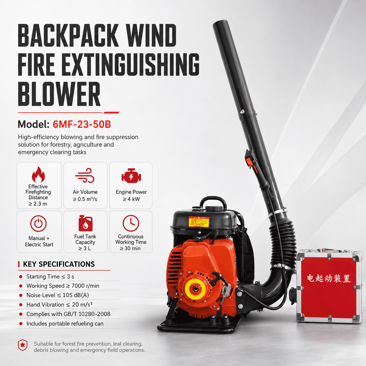 Portable Fire Fighting Blower 6MF-23-50B for Forest Fire Suppression and Debris Clearing